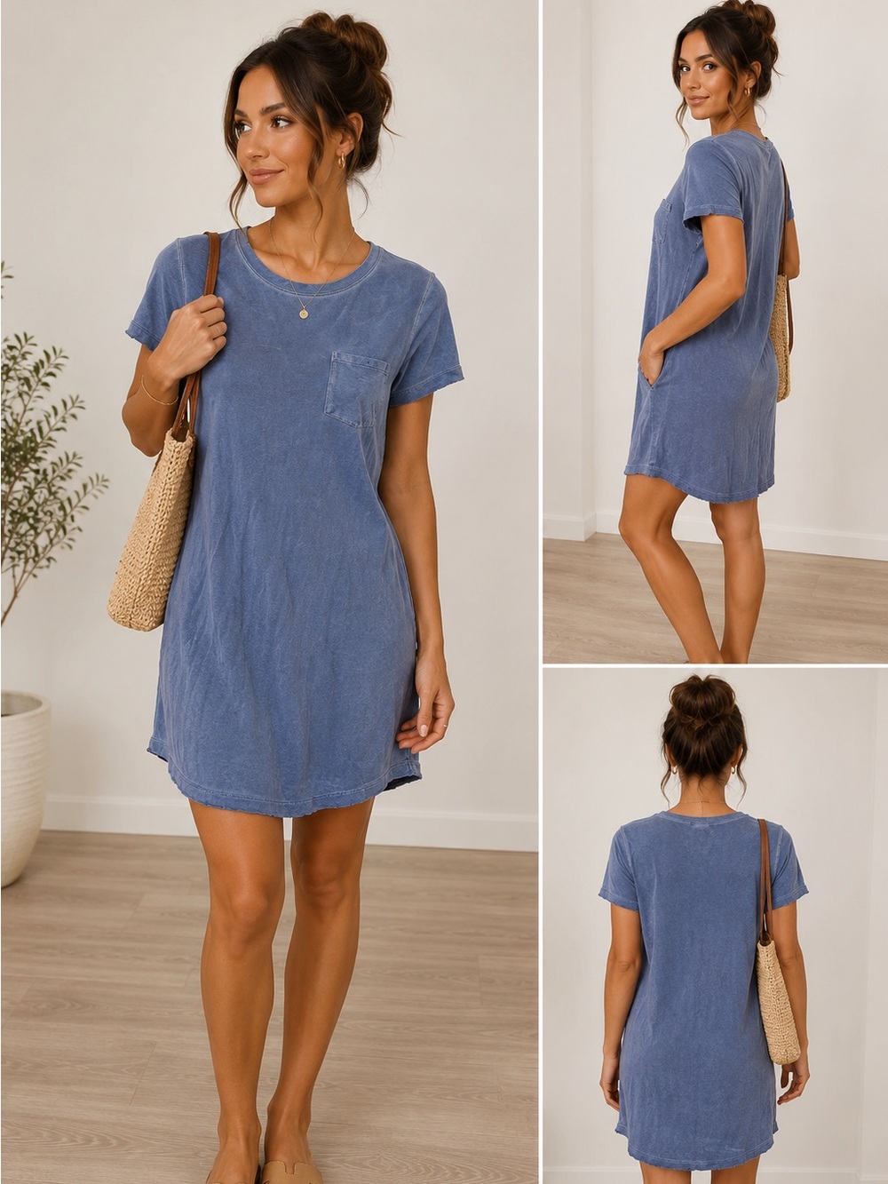 Garage Blue Pocket T-Shirt Dress